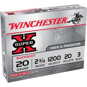 Winchester Super-X Buffered Shot (Option: 20 ga. 2.75 in 20 Pellets 3 Buck Shot 5 rd.)