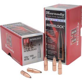 Hornady Traditional Rifle Bullets (Option: 270 Cal. .277 130 gr. SP Interlock 100 Box)