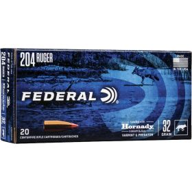 Federal Varmint & Predator Ammo (Option: 204 Ruger 32 gr. V-Max 20 rd.)