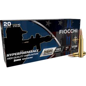 Fiocchi Hyperformance SBR Enhanced Rifle Ammo (Option: 223 Rem. 77 gr. HPBT 20 rd.)
