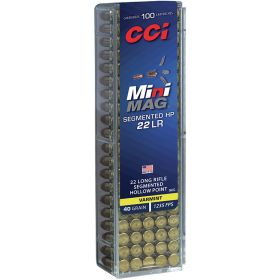 CCI Mini-Mag Rimfire Ammo (Option: 22 LR 40 gr. Segmented Hollow Point 100 rd.)